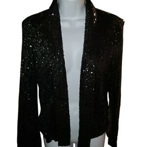 Black Sequin Open-Front Blazer Jacket NWT